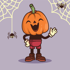 Halloween cute cat cartoon character drawing vector illustrations