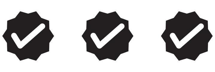 Verified badge icon tick symbol vector approved check mark icon. Blue green checkmark icons - Certificate badge Quality certify icon