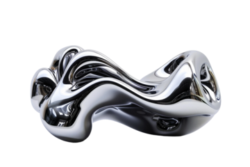 Liquid Metal with Mercury-Like Appearance Isolated on Transparent Background