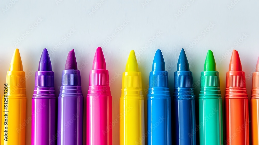 Aufkleber a vibrant row of colorful markers arranged neatly, showcasing a spectrum of hues perfect for art and