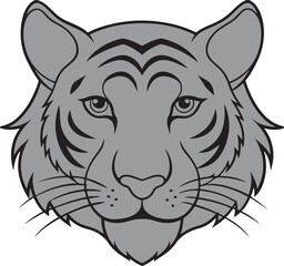 Tiger head vector art illustration on a white background