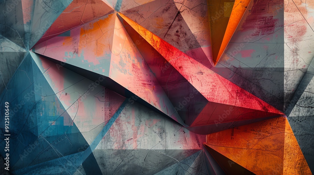Aufkleber abstract geometric shapes in vibrant colors create a dynamic visual experience, perfect for backgrou