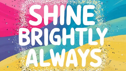 Shine Brightly Always colorful background and text (T-shirt Design Motivational Quote, Illustration ,Typography)
