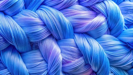 Intricate Braided Texture of Blue and Purple Synthetic Hair