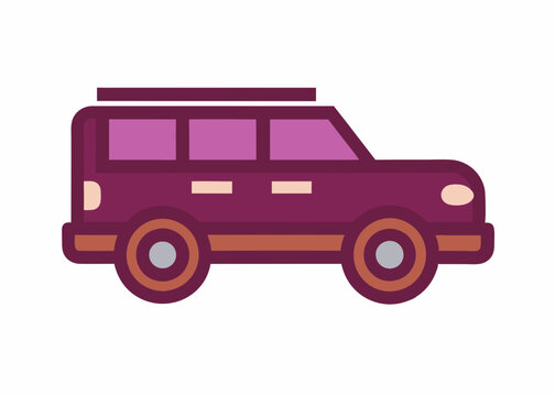 purple suv icon, side view, simple design clip art preview