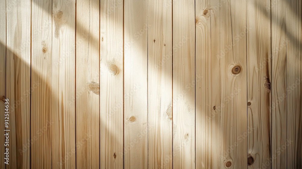 Aufkleber Wooden fence or table planks surface texture seamless background close up with sunlight for designers and text with empty copy space