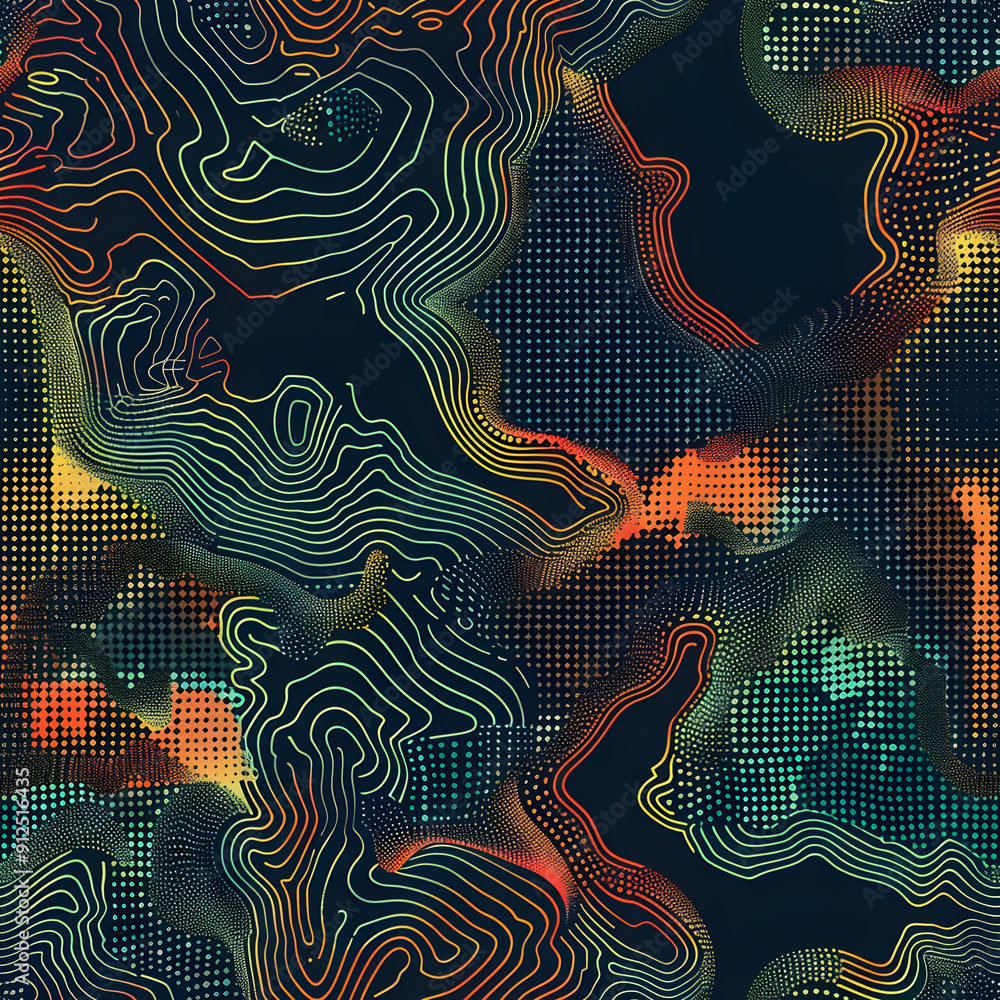 Aufkleber Abstract topographic map pattern forming modern background design