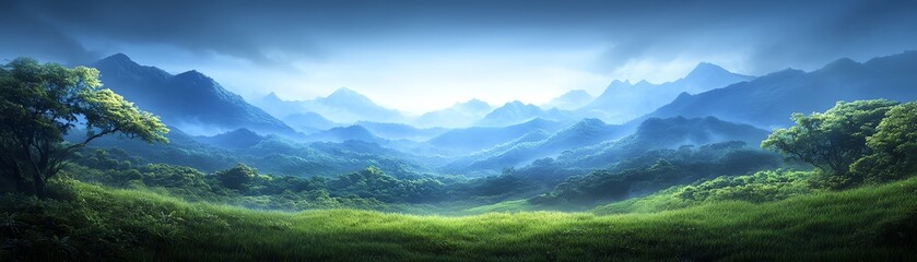 Obraz premium A mesmerizing rear view of a fantasy world with towering surreal landscapes