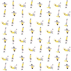 Pattern with people. A girl is walking down the street. Vector flat city infographics. 2D image to use as entourage.