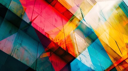 Fototapeta premium Vibrant art piece showcasing abstract colors and geometric shapes, perfect for creative projects and modern design themes.