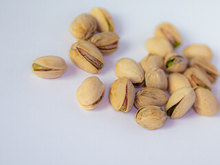 pistachios on a white background