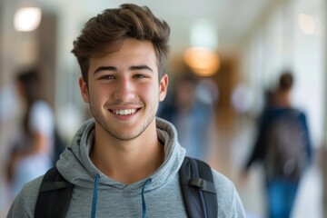 Fototapeta premium Smiling portrait of a young male Caucasian student