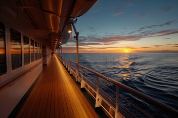 Luxury cruise ship deck in later afternoon