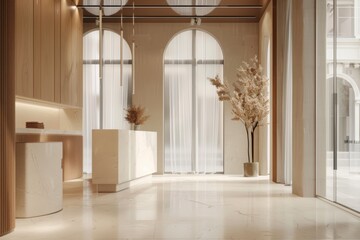 Chic boutique interior with large displays and windows