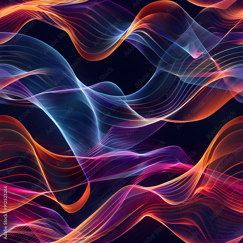 Fototapete abstract colorful wavy lines pattern forming an elegant design