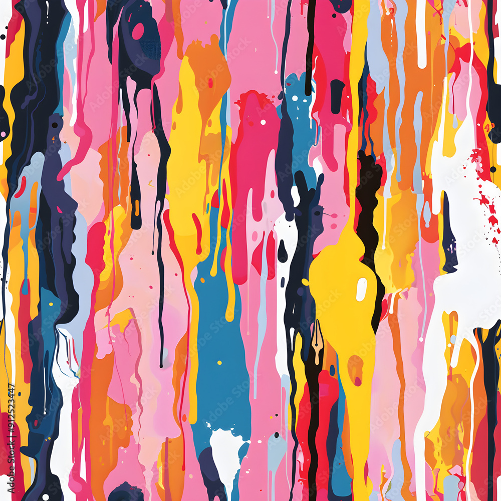 Aufkleber colorful paint dripping down creating abstract artistic pattern