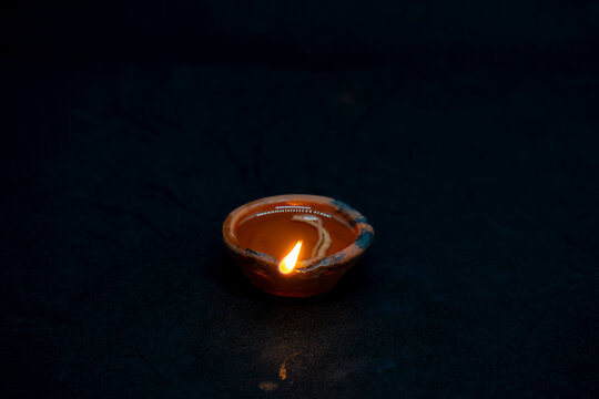Diwali Celebration and Deepavali Tihar Hindu Festival with Diya Lamp Diyo in Dark Background