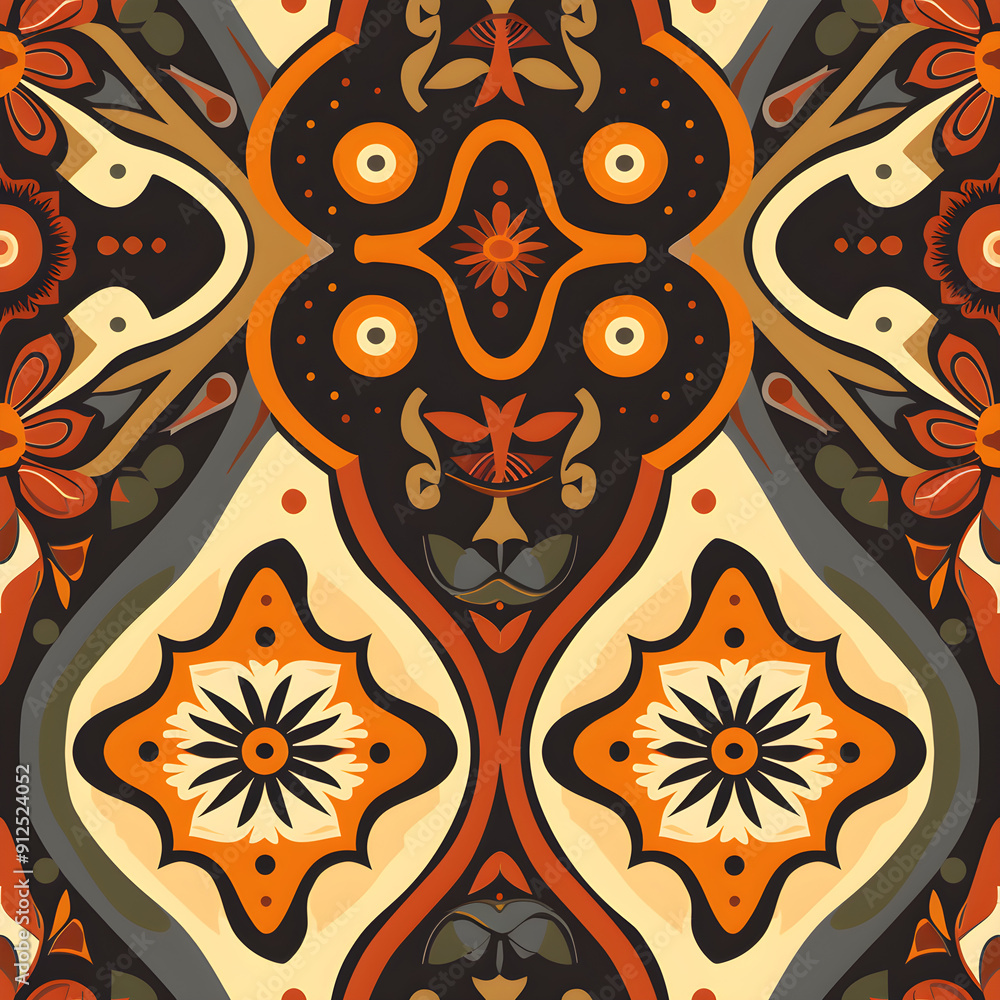 Leinwandbilder seamless pattern repeating floral geometric shapes creating colorful background