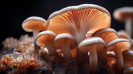 Close up of mushroom cap and gills