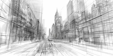 Fototapeta premium Draw sketch architecture