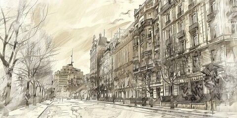 Fototapeta premium Draw sketch architecture