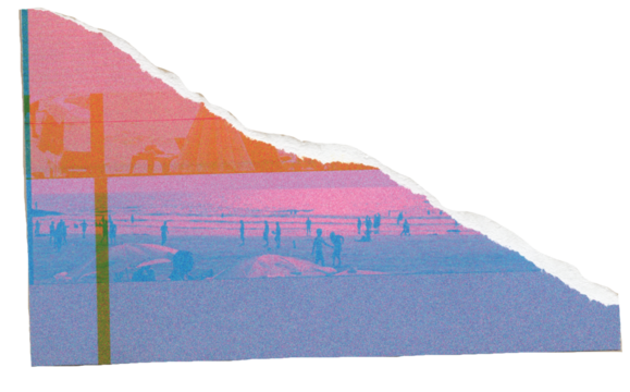 Scanned Ripped fragment of a Summer Film Photo of an Ocean Beach in California