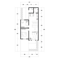 Floor plan blueprint, Figure of the jotting sketch of the construction and the industrial skeleton of the structure and dimensions. vector eps 10.
