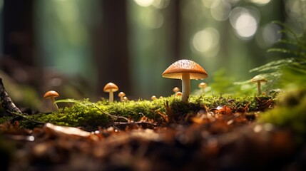Fungi close up in woodland