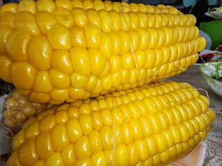 Pile of sweet corn cobs