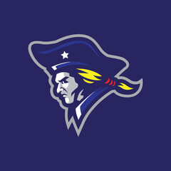 Patriot mascot logo design with modern illustration concept style for badge, emblem and t shirt printing. Patriot head illustration.