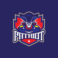 Patriot mascot logo design with modern illustration concept style for badge, emblem and t shirt printing. Patriot illustration for sport team.