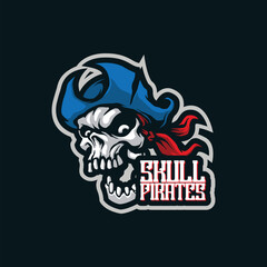 Skull mascot logo design with modern illustration concept style for badge, emblem and t shirt printing. Skull pirates illustration.