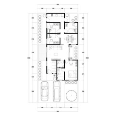 Floor plan blueprint, Figure of the jotting sketch of the construction and the industrial skeleton of the structure and dimensions. vector eps 10.