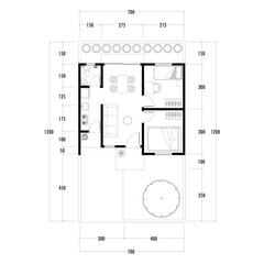 Floor plan blueprint, Figure of the jotting sketch of the construction and the industrial skeleton of the structure and dimensions. vector eps 10.