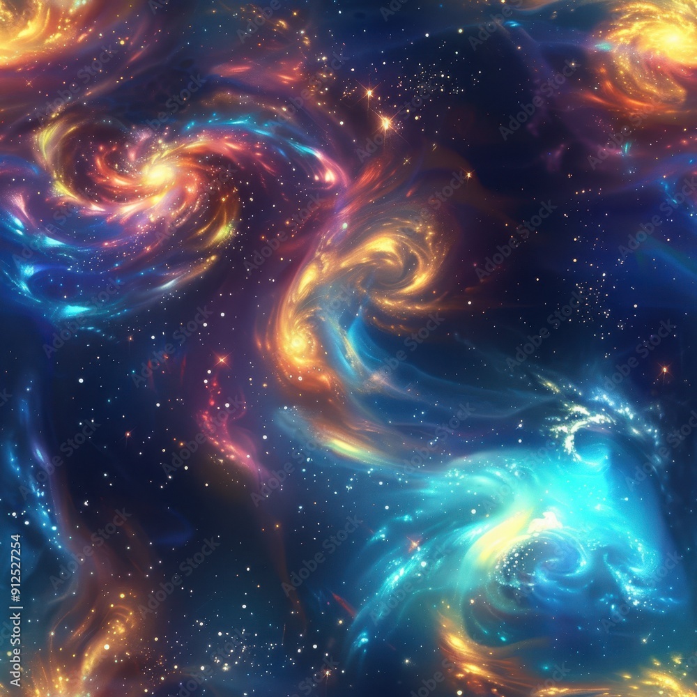 Wall mural abstract cosmic swirls and glowing nebulae in deep space