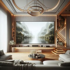 living room with tv