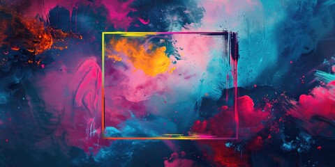 Obraz premium Abstract colorful paint with a frame.