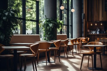 Interior of a modern empty cafe