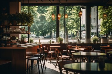 Fototapeta premium Interior of a modern empty cafe