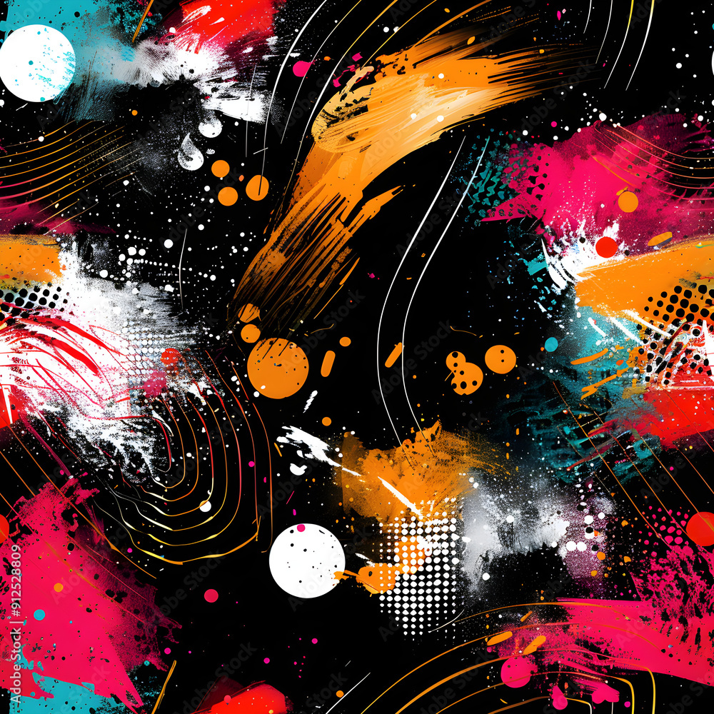 Aufkleber Abstract seamless pattern exploding with vibrant colors and dynamic brushstrokes