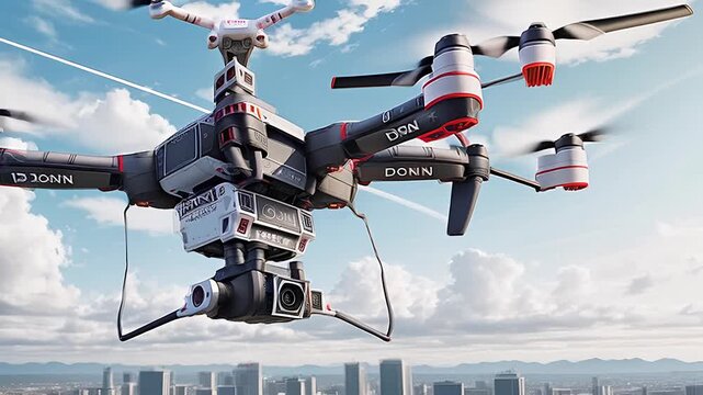 delivery dron flying on the air 