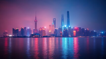 Fototapeta premium Vibrant Cityscape at Night