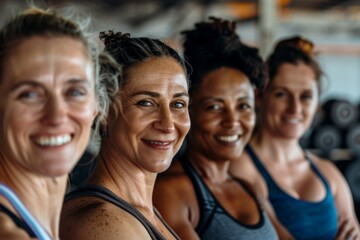 Portrait of a smiling group of body positive middle aged women