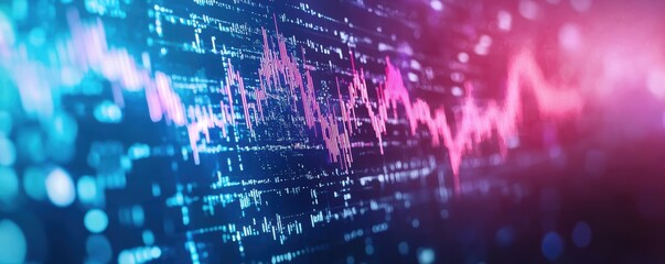 Fototapeta premium Futuristic Digital Interface Showcasing Financial Data in Vibrant Colors