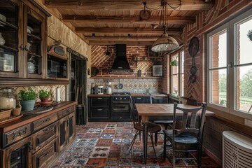 Obraz premium Interior of a country themed style kitchen