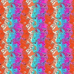 Fototapeta premium Hippie dripping marble paint effect digital pattern with whimsical ink splodge graphic design. Playful psychedelic festival summer party fun backdrop for wallpaper artwork in repeat cover