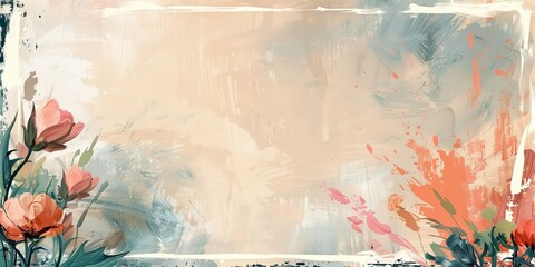 Abstract floral painting with a peachy hue.