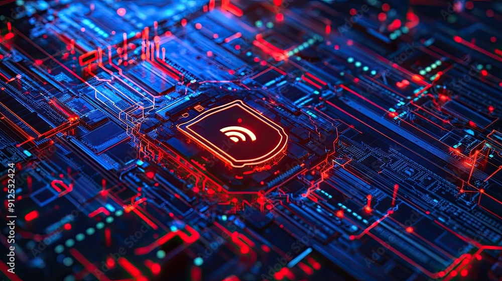 Poster cybersecurity concept highlighting data protection and defense against hacker attacks