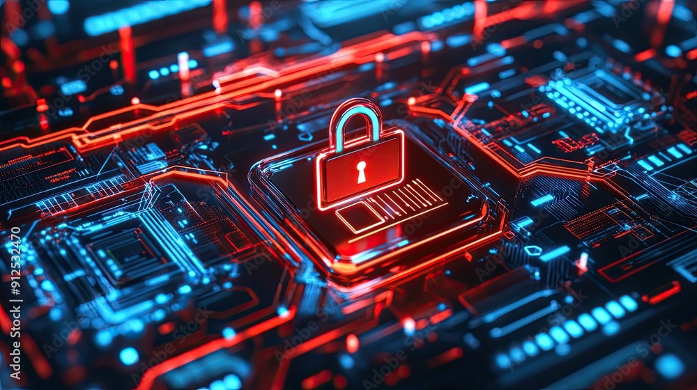 Poster cybersecurity concept highlighting data protection and defense against hacker attacks