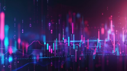 Abstract Digital Chart with Neon Lights